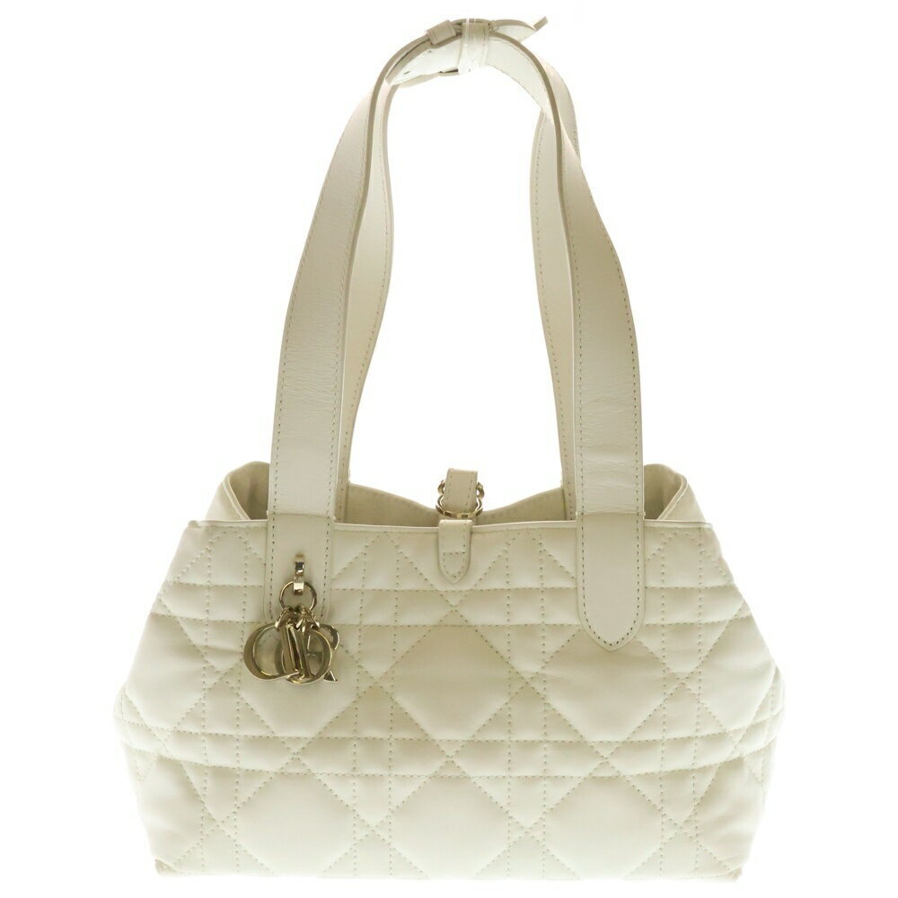 Dior White Handbag Cannage Leather TOUJOURS Calfskin Quilted - Picture 2 of 6